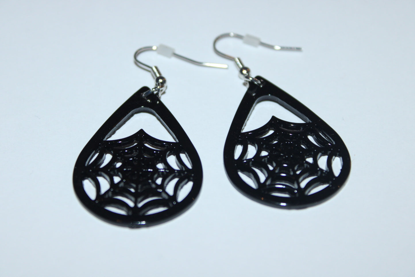 Tear Drop Spider Web Earrings