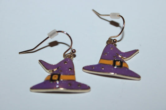 Purple Witch Hat Earrings